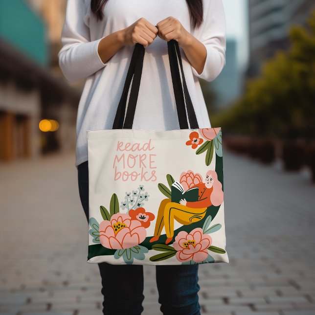 Bolsa Tote Leia mais livros sobre o Inspiration Floral (Criador carregado)