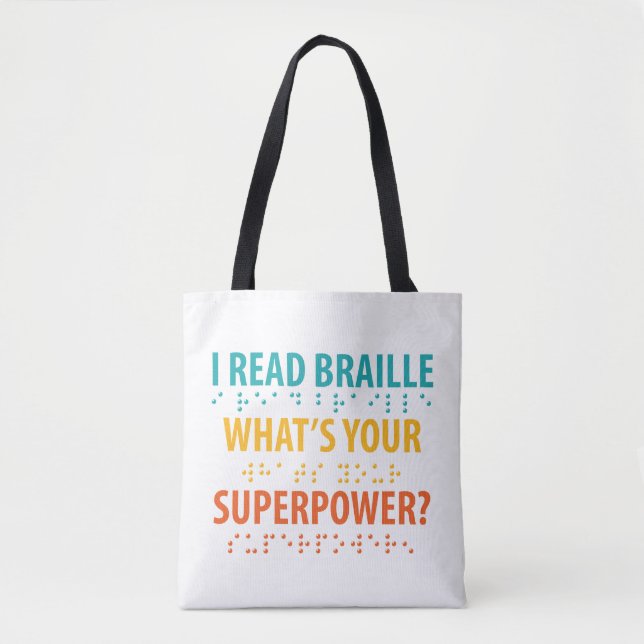 Bolsa Tote Leio Braille Qual é o seu superpoder (Frente)