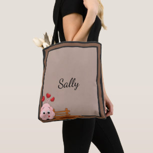 Bolsa Tote Leitão cor-de-rosa pequeno bonito personalizado