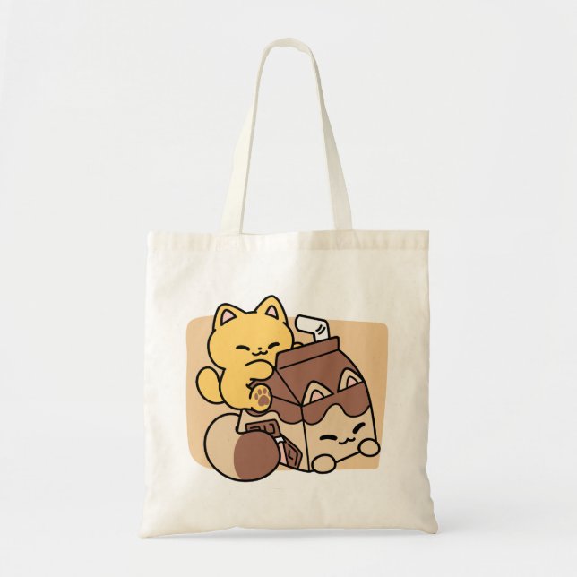 Bolsa Tote Leite de Chocolate Bebendo Felicidade – Comida de  (Frente)