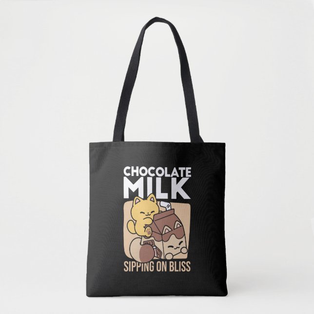 Bolsa Tote Leite de Chocolate Bebendo Felicidade – Comida de  (Frente)
