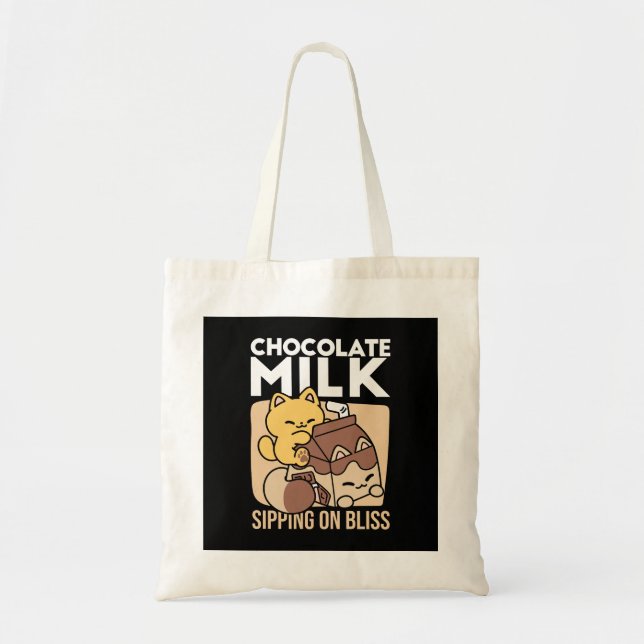 Bolsa Tote Leite de Chocolate Bebendo Felicidade – Comida de  (Frente)