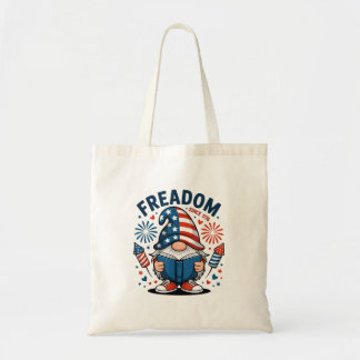 Bolsa Tote Leitor de Gnome Americano Bandeira Patriótica da F