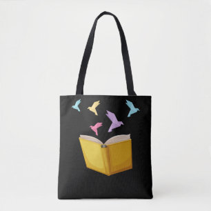Bolsa Tote Leitor de Literatura do Bookworm Origami Book Love