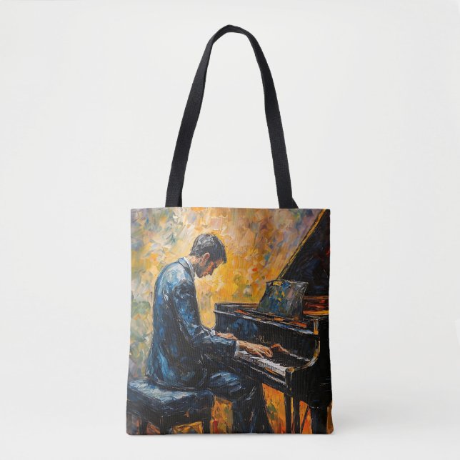 Bolsa Tote Leitor de Piano - Pintura de Óleo (Frente)