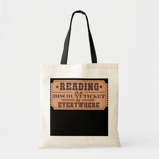 Bolsa Tote Leitura De Livro É Um Tíquete De Desconto Para (Frente)