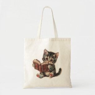 Bolsa Tote Leitura de um gato bonito retrava ilustração infan