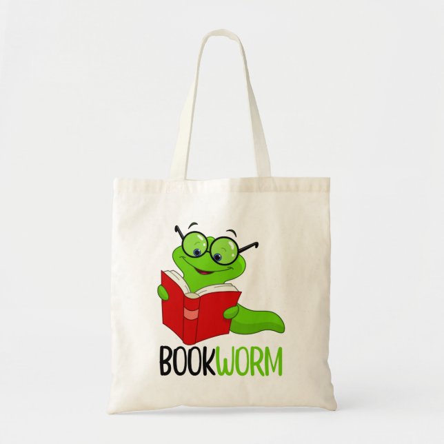 Bolsa Tote Leitura do worm de livros (Frente)