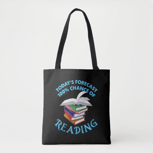 Bolsa Tote Leitura Engraçada - 100% de Chance de Leitura (Frente)