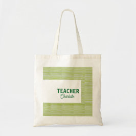 Bolsa Tote Lemon green white stripes teacher professor name c