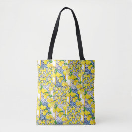 Bolsa Tote Lemon Português Azulejo Mediterrâneo Santorini