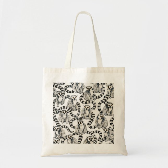 Bolsa Tote Lêmures de Cauda Anelada Preto e Branco Vida Selva (Frente)