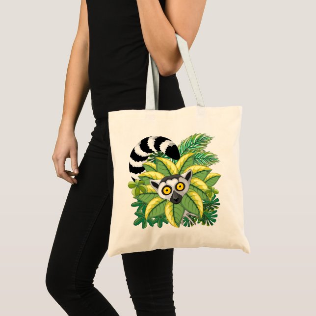 Bolsa Tote Lêmures de Madagascar na Selva Exótica (Frente (produto))