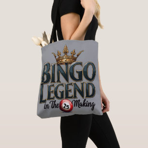 Bolsa Tote Lenda do Bingo Coroada em Tipografia Retro Dourada