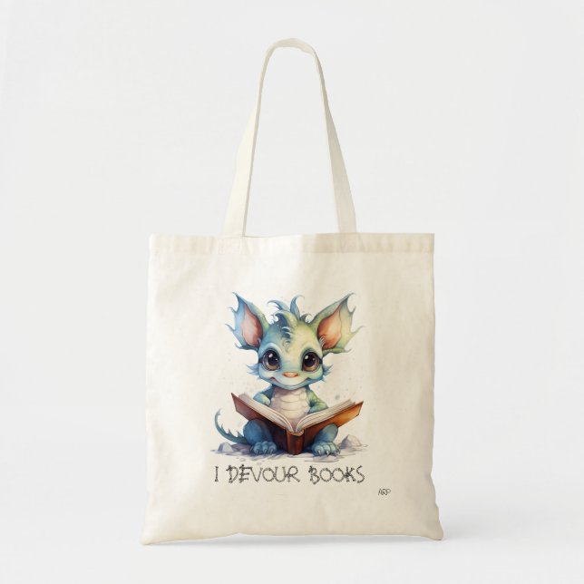 Bolsa Tote *~* LENDO LIVROS DE devour AP88 BLUE Baby Dragon (Frente)