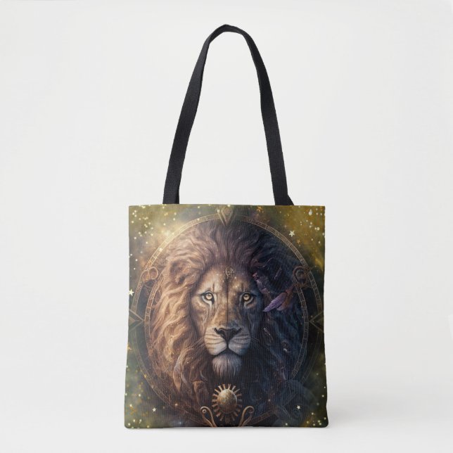 Bolsa Tote Leo Zodiac - Sinal Design de Watercolor (Frente)