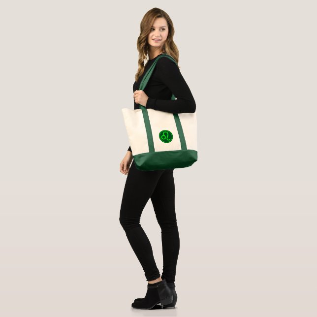 Bolsa Tote Leo Zodiac Symbol Green Contrast (Frente (modelo))
