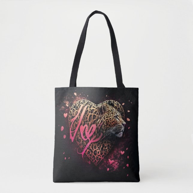 Bolsa Tote Leopard Heart Love Graffiti Art                    (Frente)
