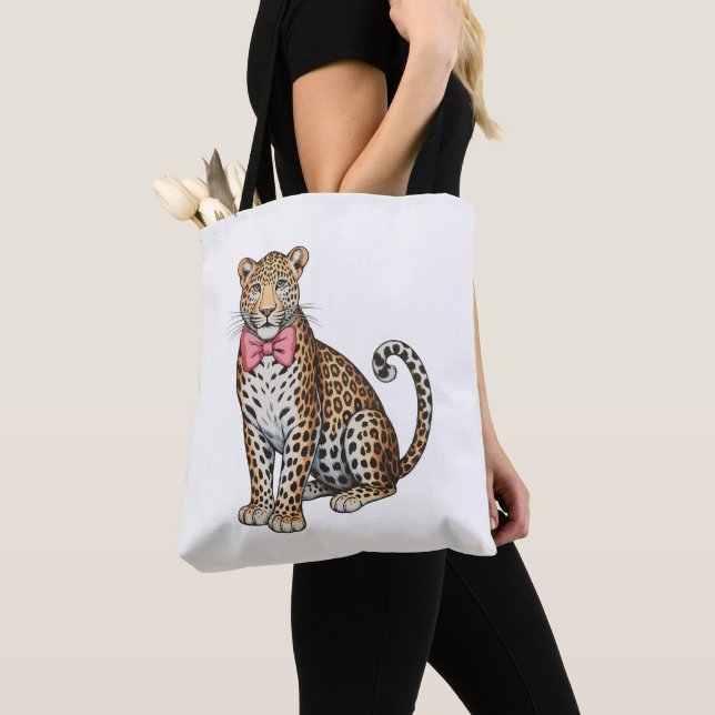 Bolsa Tote Leopard Pink Coquette Bow Girly Sublimation Art (Close Up)