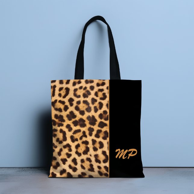 Bolsa Tote Leopard Print Monograma Na moda personalizado (Criador carregado)