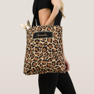 Bolsa Tote Leopard Seamless Patterno Seu Nome Personalizado