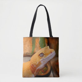 Bolsa Tote Leopardo Amarelo Gecko Lizard