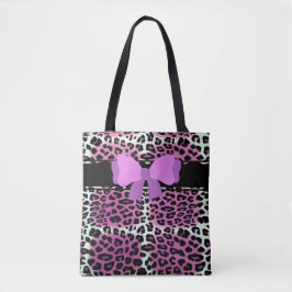 Bolsa Tote Leopardo branco preto-branco-rosa-giro-giro, perso
