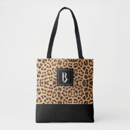 Bolsa Tote Leopardo Chic Cachorro Imprimir Preto Preto Preto