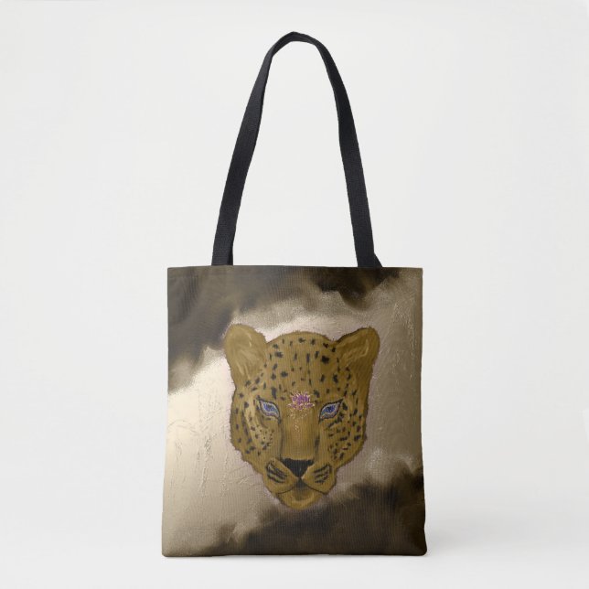 Bolsa Tote Leopardo com Geodo Marrom (Frente)