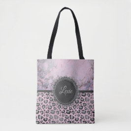 Bolsa Tote Leopardo da Gliteria do Mármaco Leve Rosa Personal