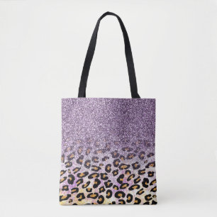 Bolsa Tote Leopardo-da-relva roxa, giro-cega