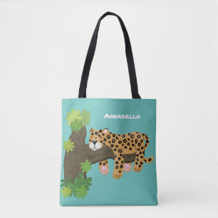 Bolsa Tote Leopardo giro dormindo na ilustração de desenhos