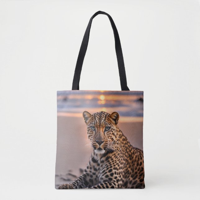 Bolsa Tote Leopardo na praia (Frente)