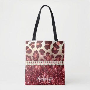 Bolsa Tote Leopardo rosa e brilho