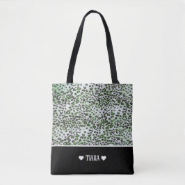 Bolsa Tote Leopardo Verde na moda e Cor Preta Personalizados