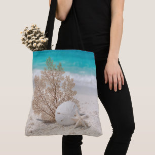 Bolsa Tote Leque do Mar Com Dólar de Areia e Estrela-do-Mar
