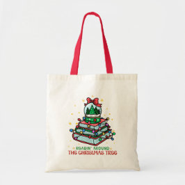 Bolsa Tote Ler ao Redor da Árvore de Natal para o Bibliófilo