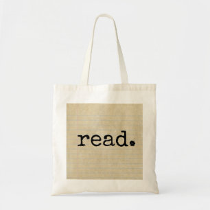 Bolsa Tote "ler." Digitado em papel de nota da Vintage