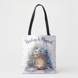 Bolsa Tote Ler é Design de Floco de Neve Mágico