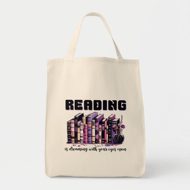 Bolsa Tote Ler sonha com seus olhos abertos (Frente)