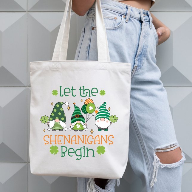 Bolsa Tote Let the Shenanigans Begin Gnome St. Patrick’s Day (Criador carregado)