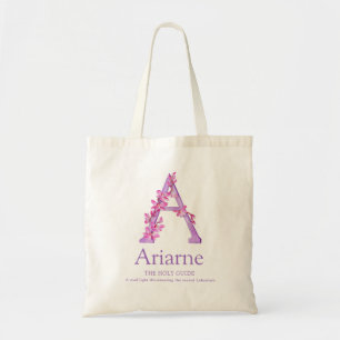 Bolsa Tote Letra A monograma orquídea aquarela personalizada