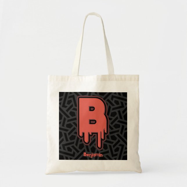 Bolsa Tote Letra B de fusão - Presente de aniversário de nome (Frente)