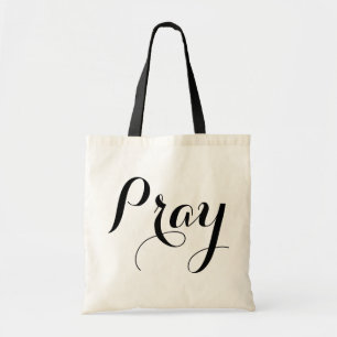 Bolsa Tote Letra bonito de script PRAY - com retorno personal