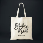 Bolsa Tote Letra Bridesmaid - Script Preto<br><div class="desc">Bonito letra preta de guião,  mala de tote Bridesmaid. linha de texto modelo em preto correspondente para data.</div>