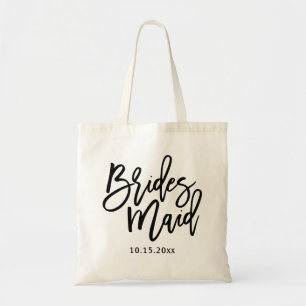 Bolsa Tote Letra Bridesmaid - Script Preto