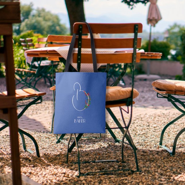 Bolsa Tote Letra de flor de aquarela russa B (Criador carregado)