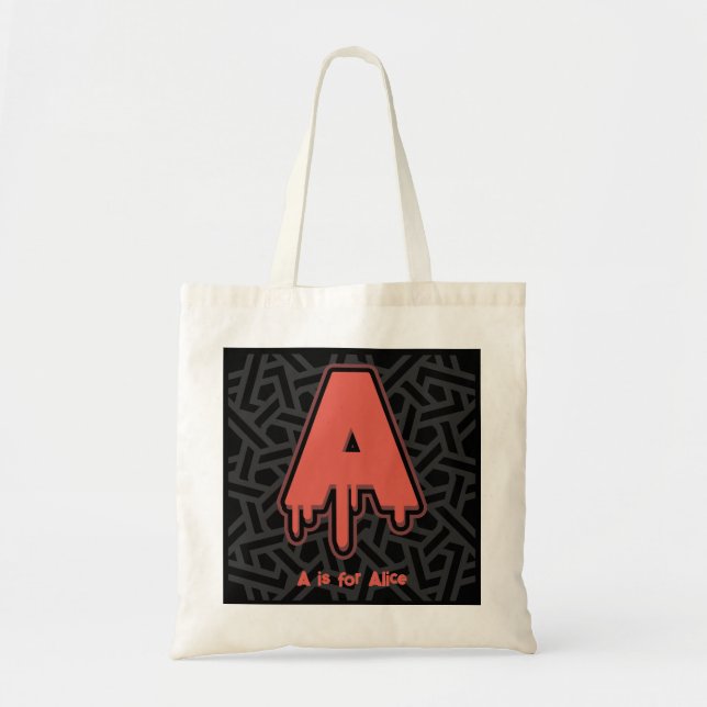 Bolsa Tote Letra de fusão A - Presente de aniversário de nome (Frente)