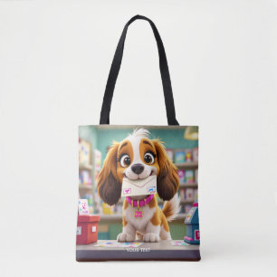 Bolsa Tote Letra de Posto Fantasy Cute Dog