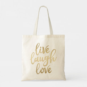 Bolsa Tote Letra Dourada Faux Laugh Live Laugh Love
